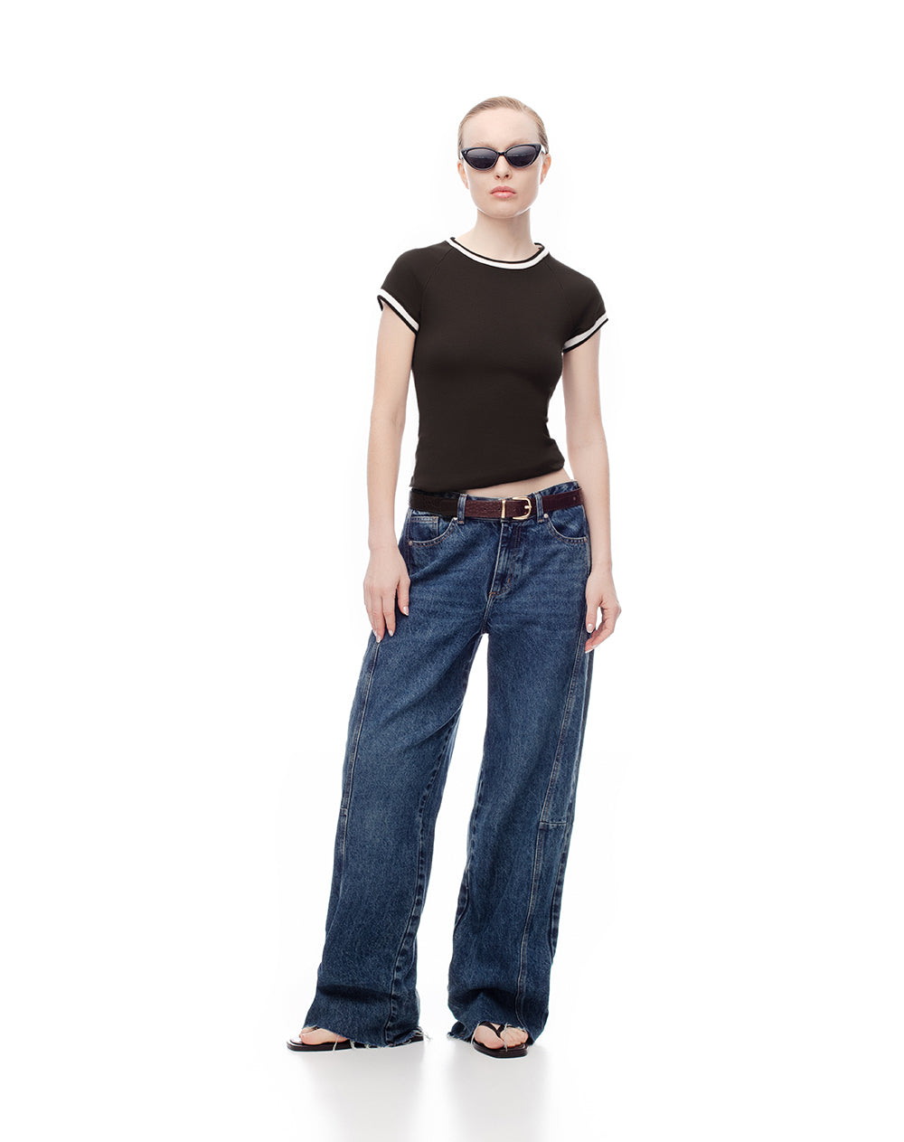 Camiseta slim algodón chocolate mujer