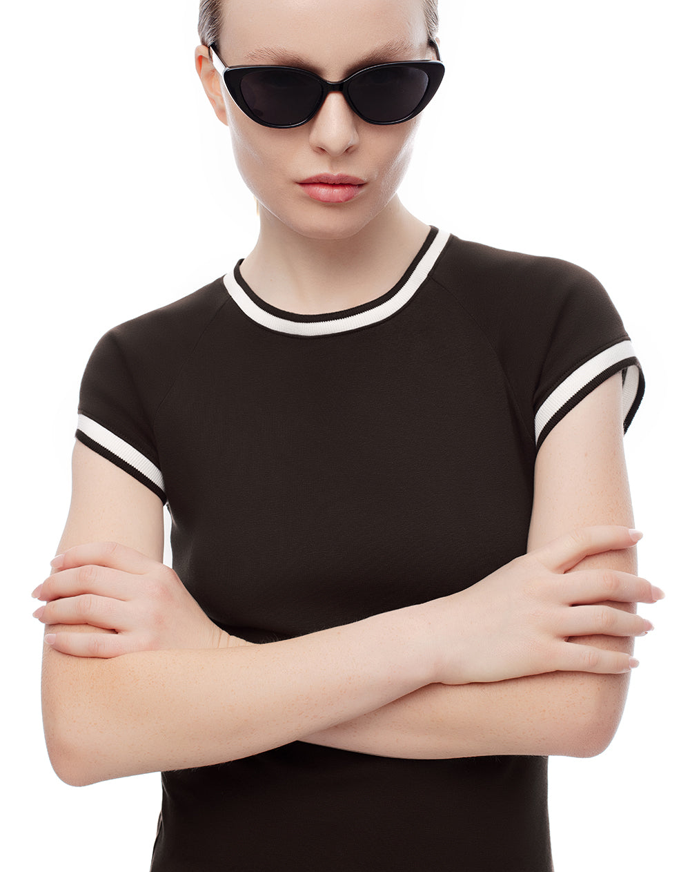 Camiseta slim algodón chocolate mujer