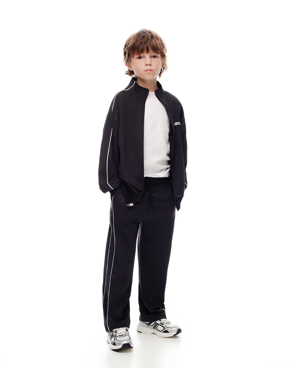 Jogger relaxed fit tiro medio negro