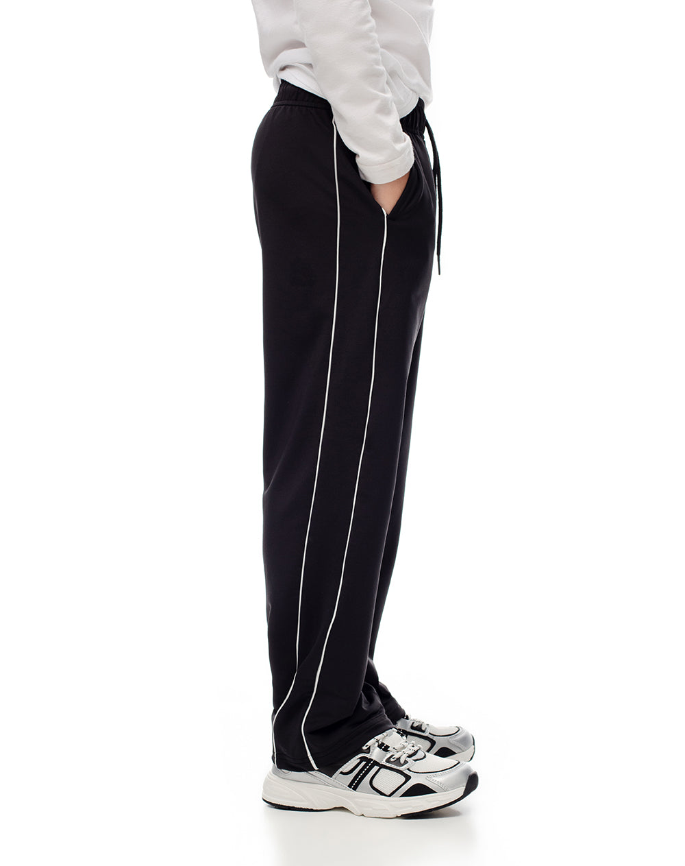 Jogger relaxed fit tiro medio negro