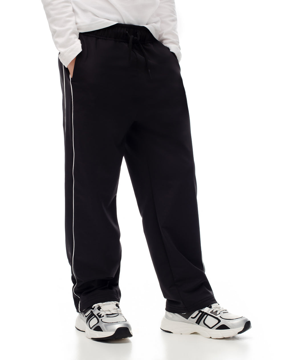 Jogger relaxed fit tiro medio negro