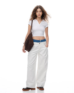 Polo slim algodón blanca mujer