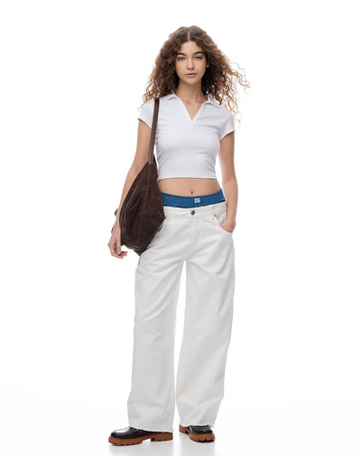 Polo slim algodón blanca mujer