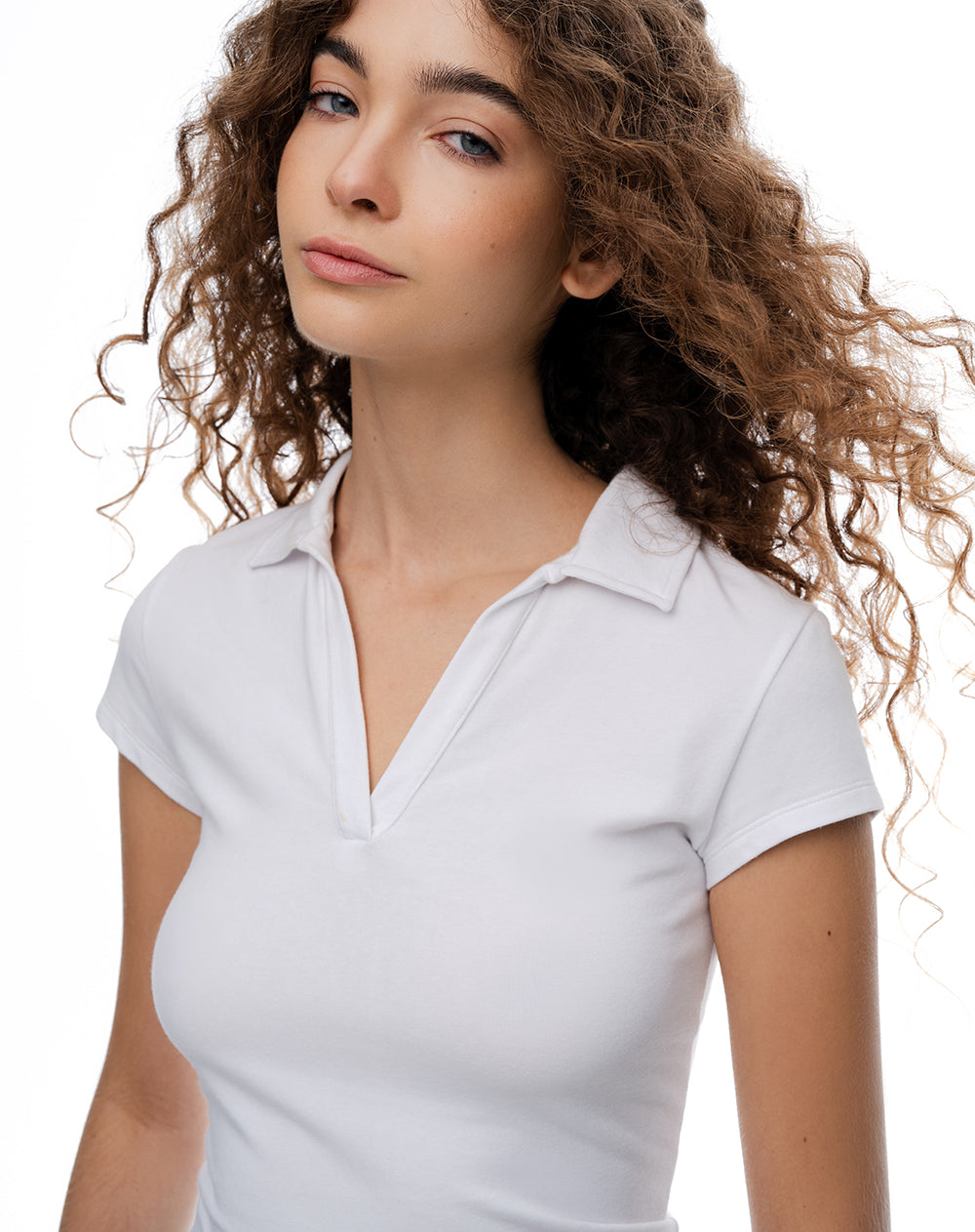 Polo slim algodón blanca mujer