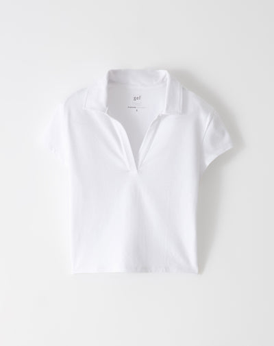 Polo slim algodón blanca mujer
