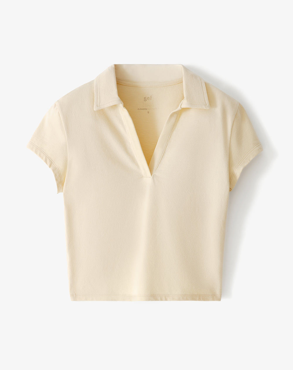 Polo slim algodón crema mujer