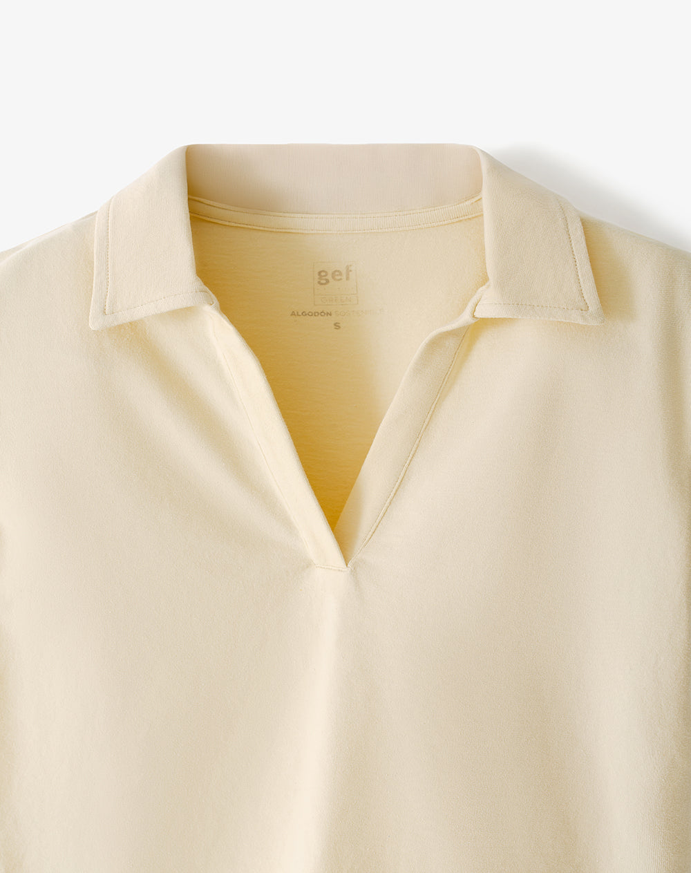 Polo slim algodón crema mujer