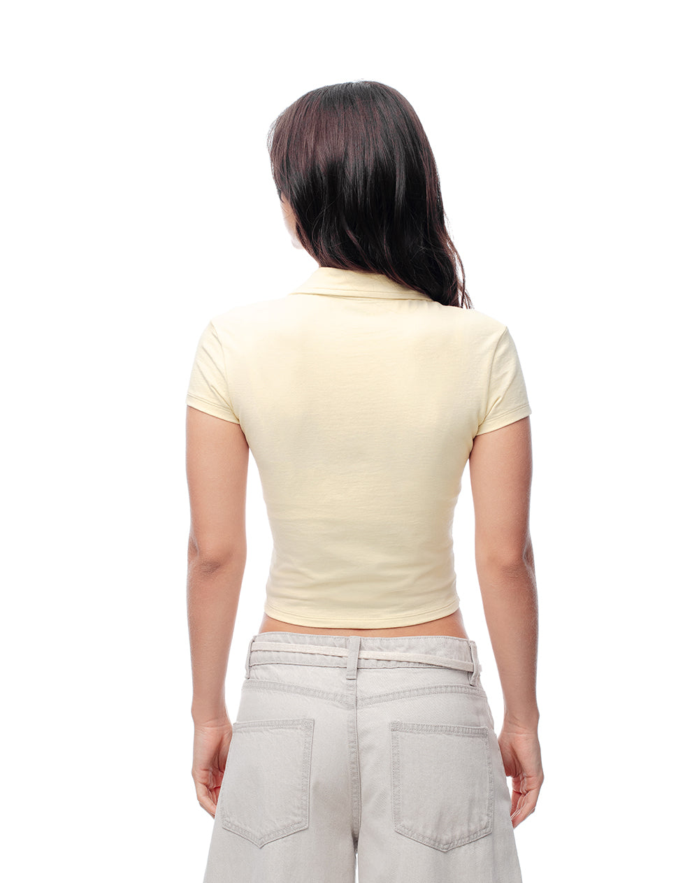 Polo slim algodón crema mujer