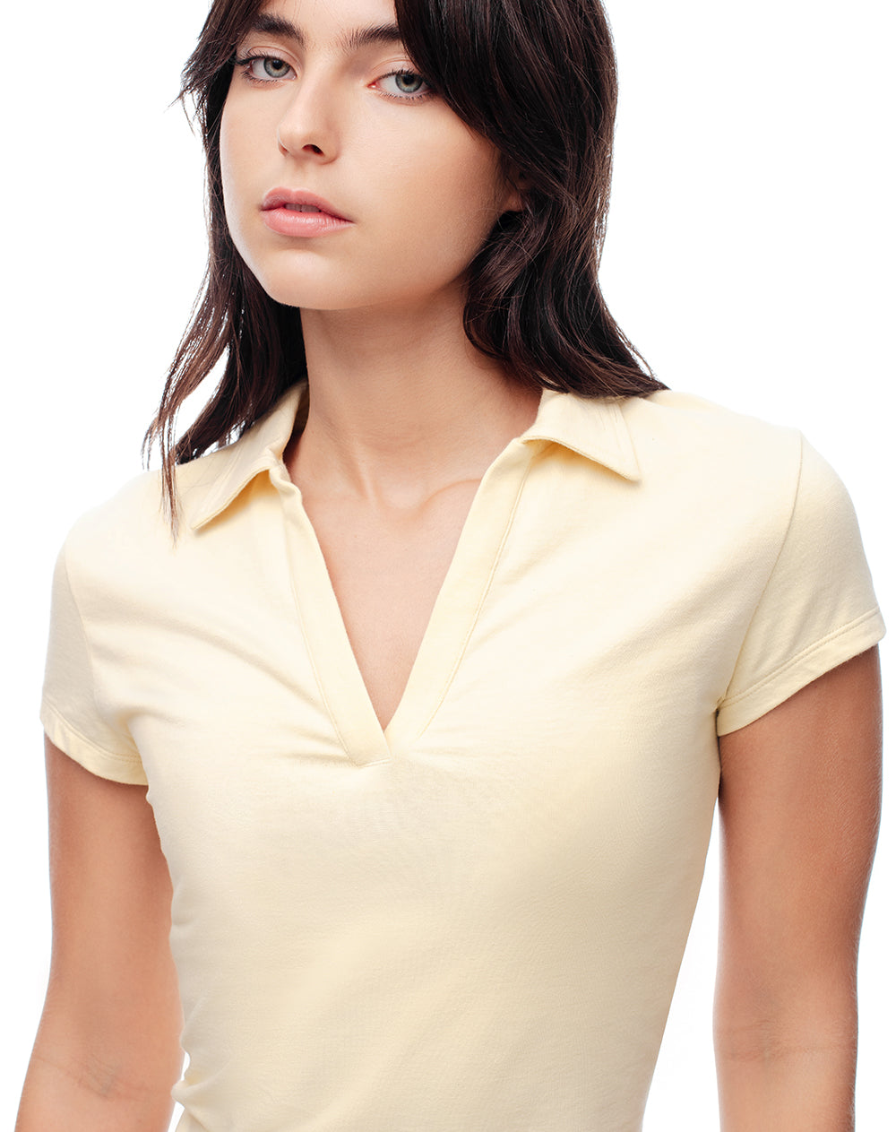Polo slim algodón crema mujer
