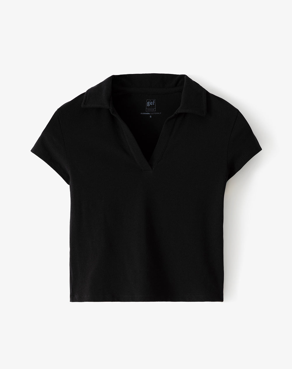 Polo slim algodón negra mujer