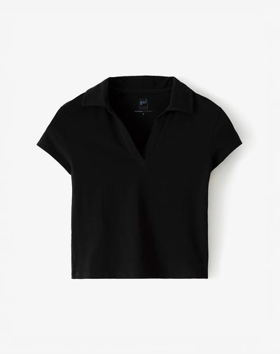 Polo slim algodón negra mujer