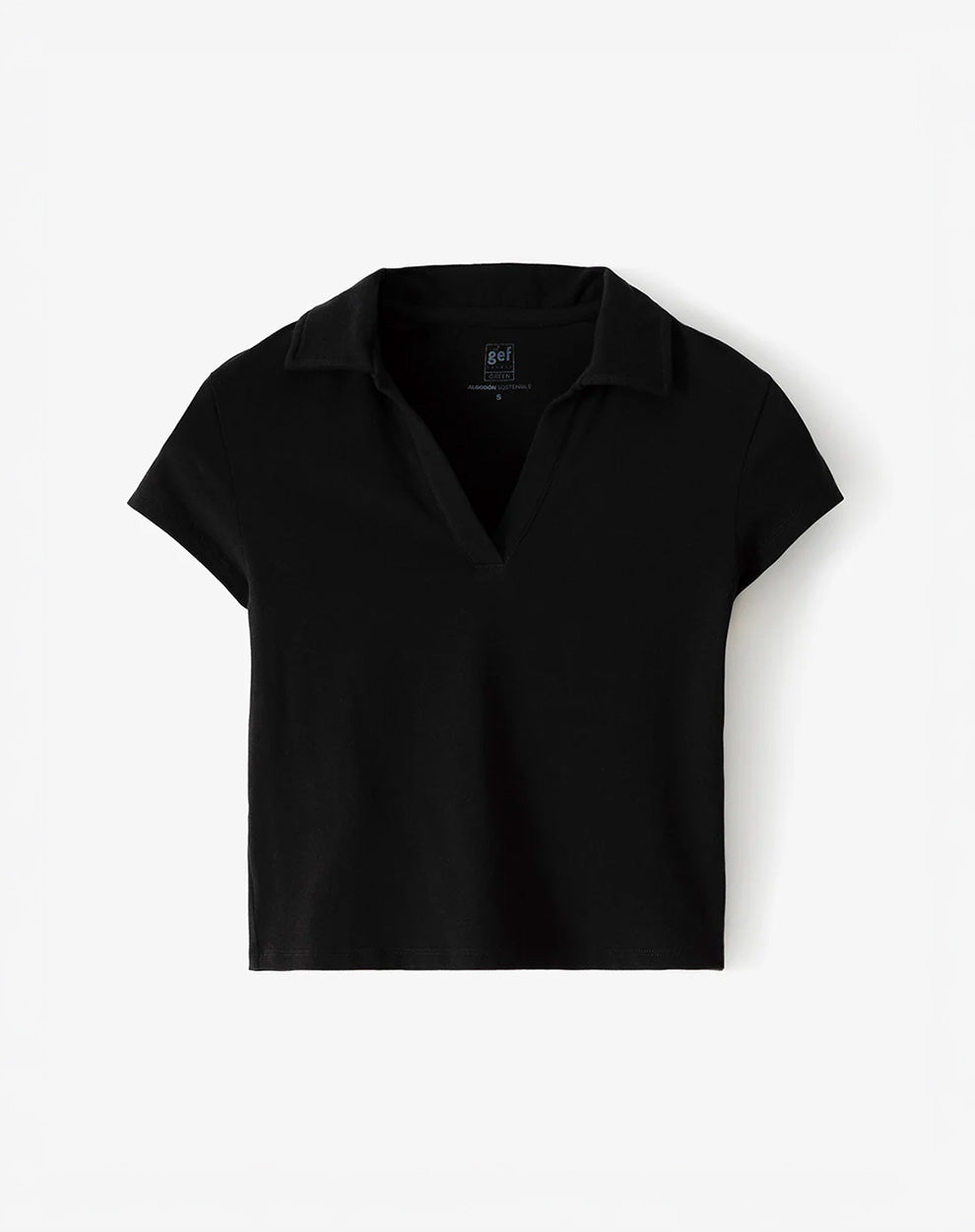 Polo slim algodón negra mujer