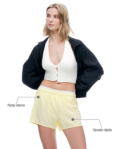 Short deportivo panty interno amarillo mujer