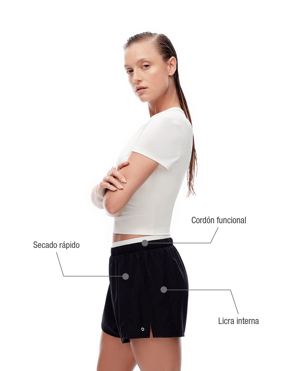 Short deportivo panty interno negro mujer