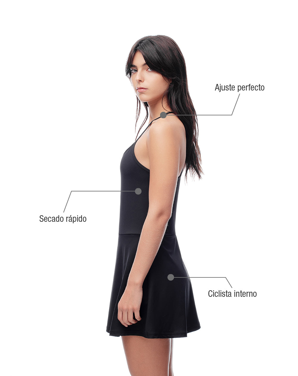 Vestido deportivo ciclista interno negro mujer