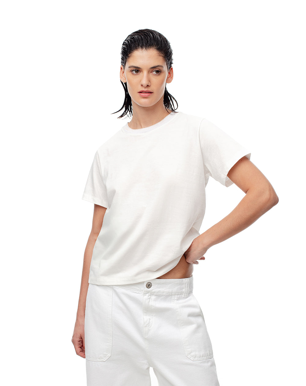 Pack x2 camiseta regular algodón negro + blanco mujer