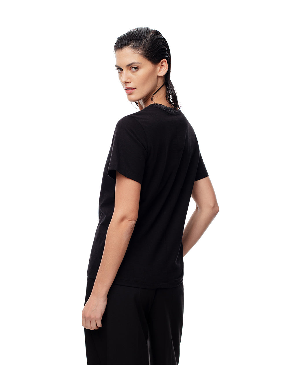 Pack x2 camiseta regular algodón negro + blanco mujer