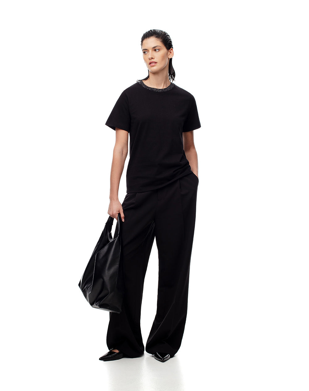 Pack x2 camiseta regular algodón negro + blanco mujer
