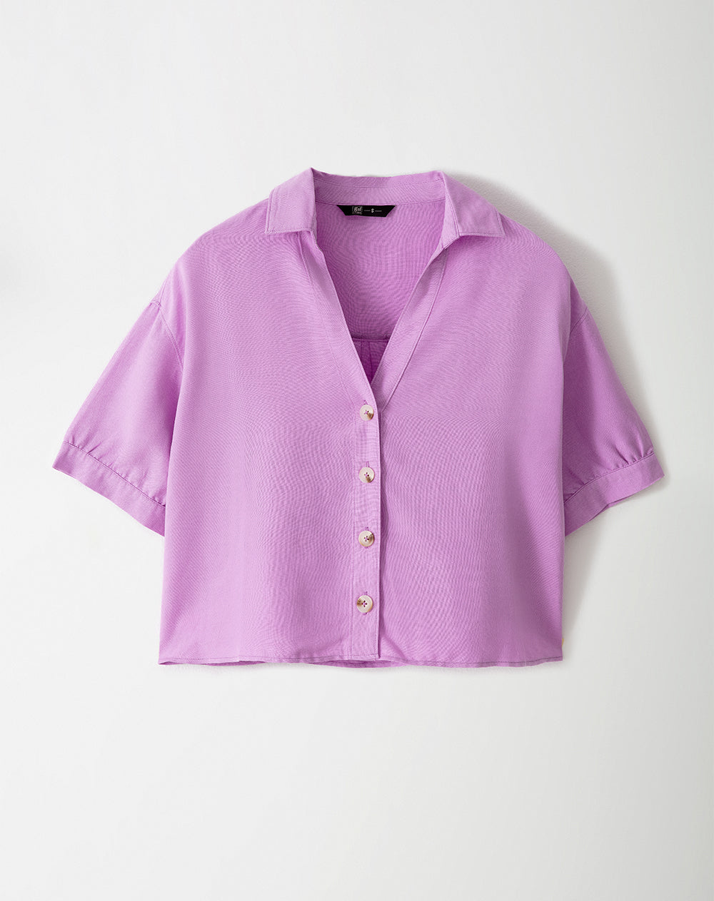 Camisa relaxed fit manga corta violeta
