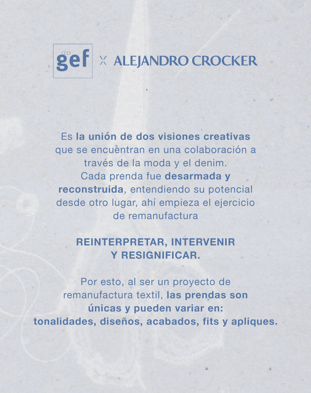 Bermuda denim tipo jort remanufacturada Gef x Alejandro Crocker