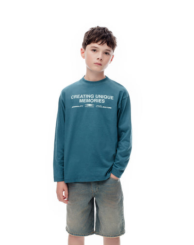 Camiseta regular fit manga larga verde