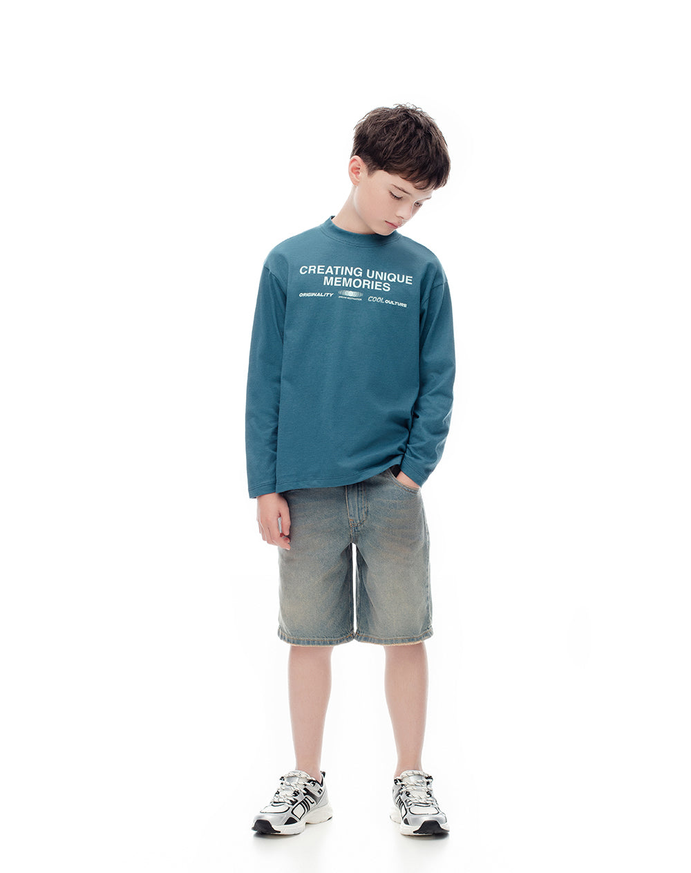 Camiseta regular fit manga larga verde