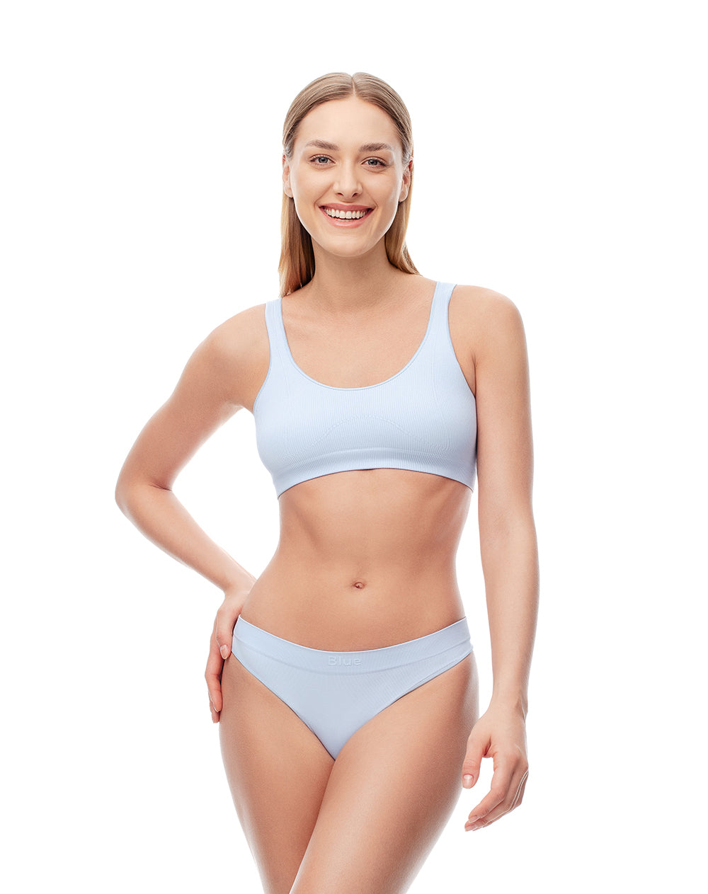 Top soporte medio seamless azul