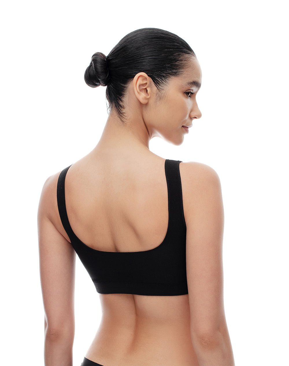 Top tiras anchas soporte medio negro