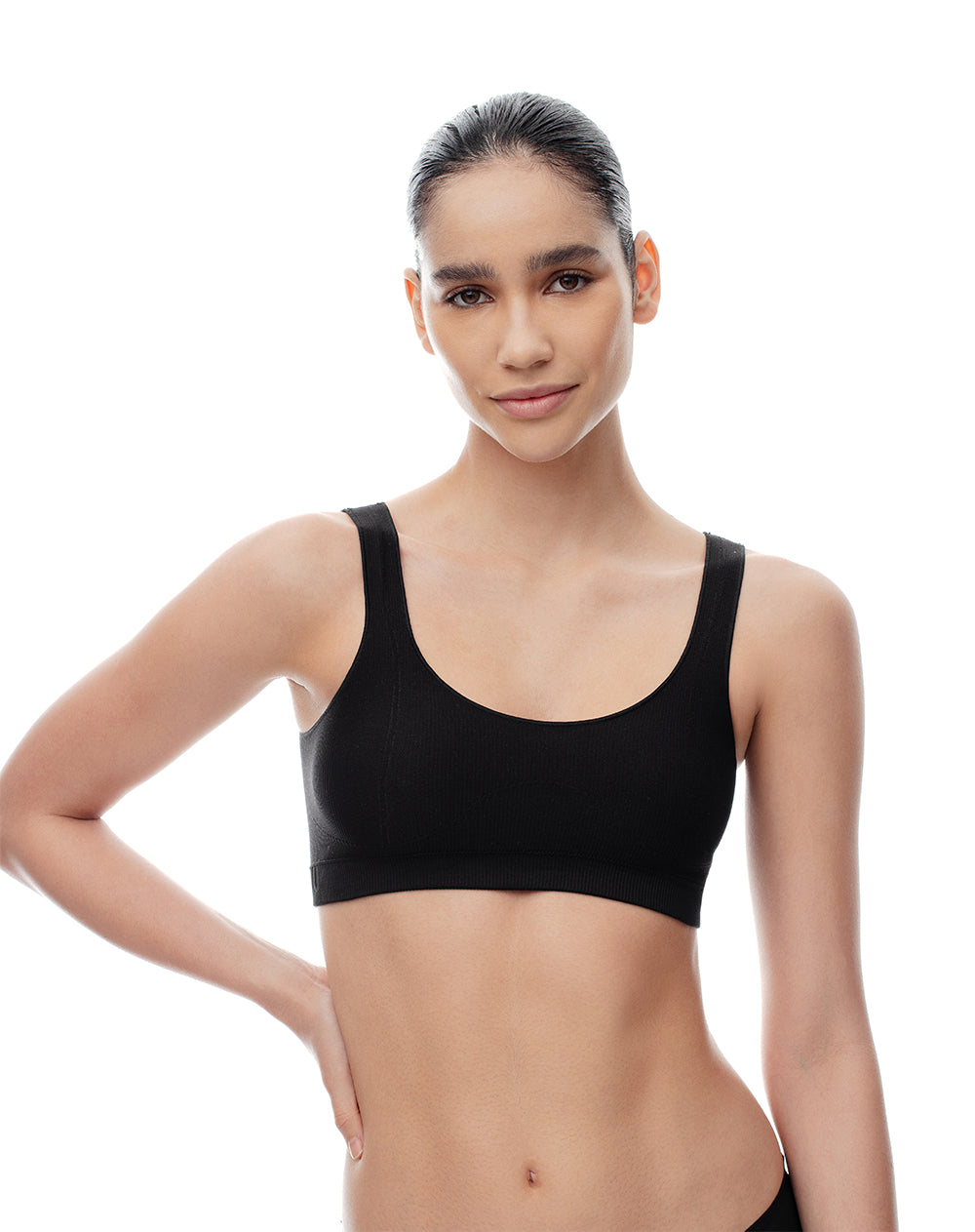 Top tiras anchas soporte medio negro