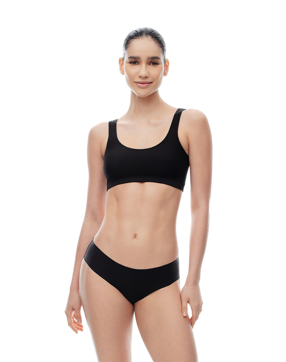 Top tiras anchas soporte medio negro