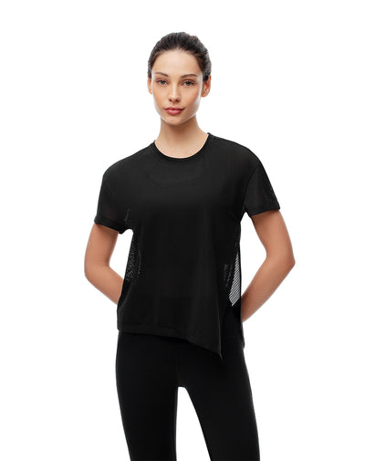 Camiseta deportiva secado rápido negra mujer