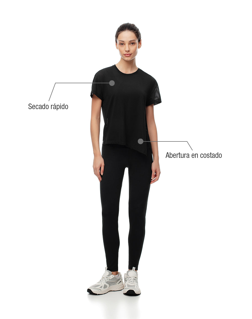 Camiseta deportiva secado rápido negra mujer