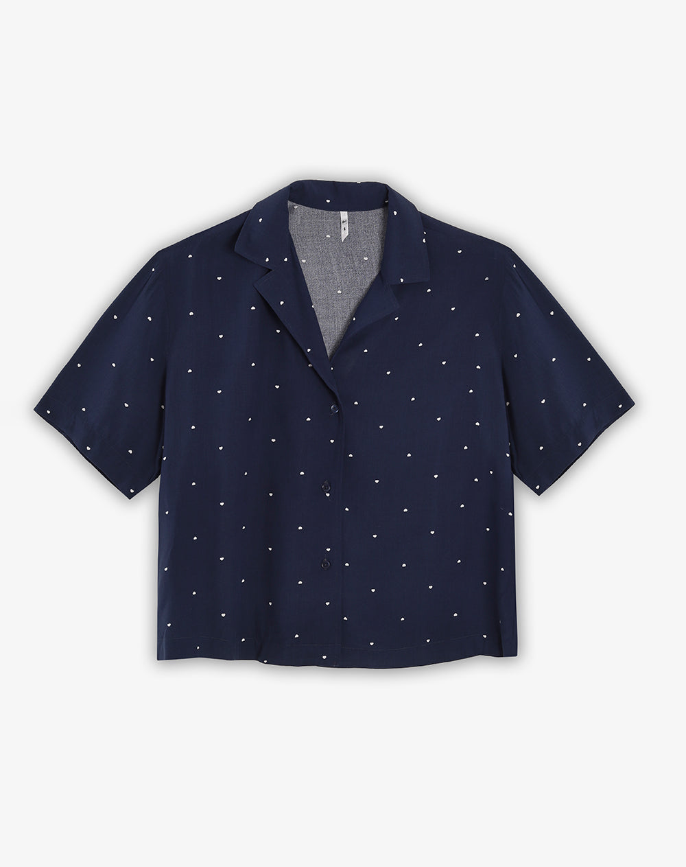 Camisa regular manga corta azul estampado mujer