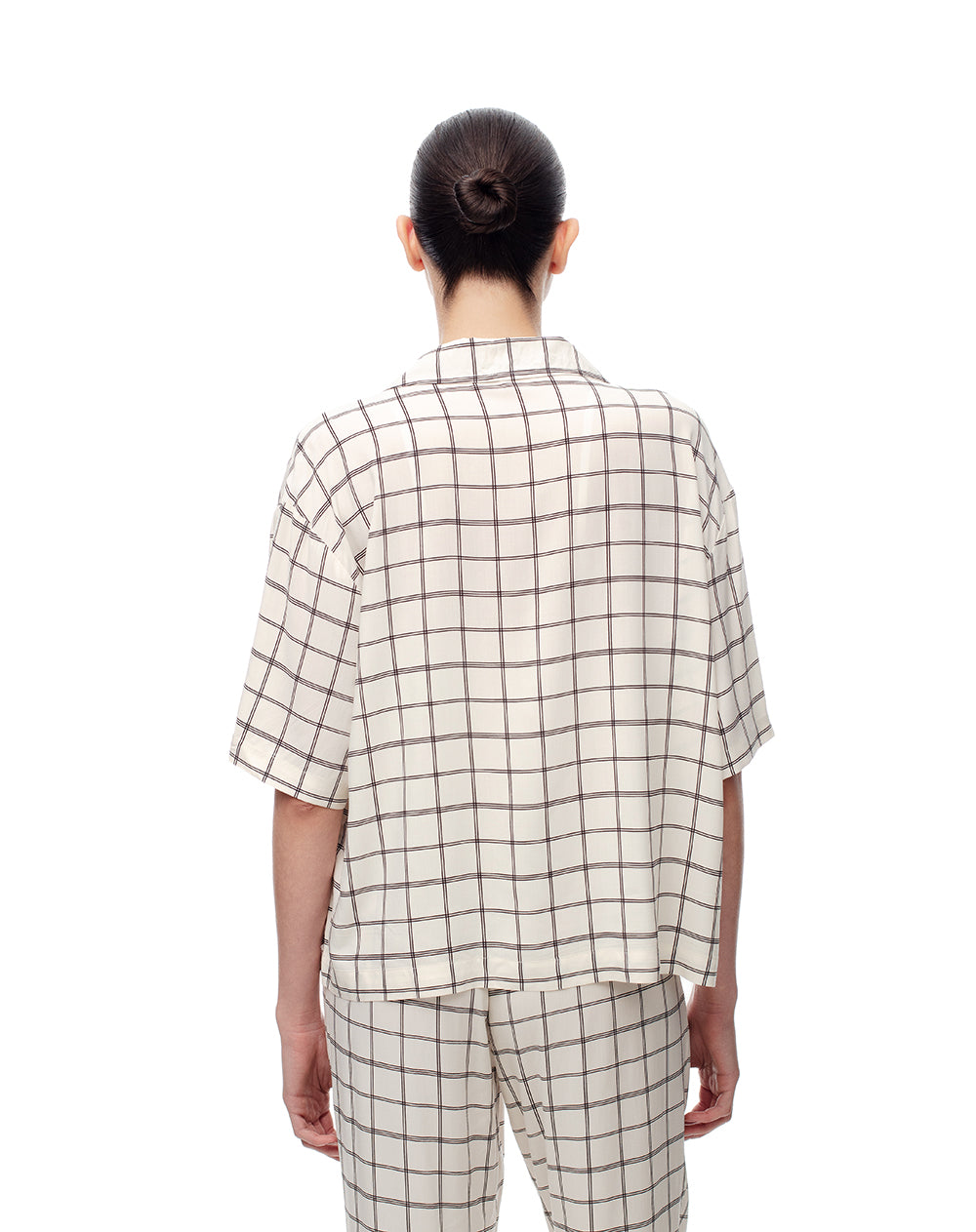 Camisa relax manga corta estampada mujer