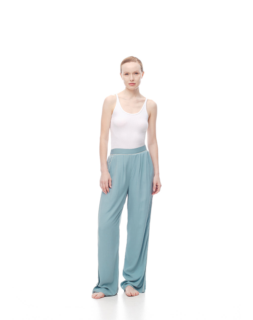 Pantalón regular fit tiro alto azul