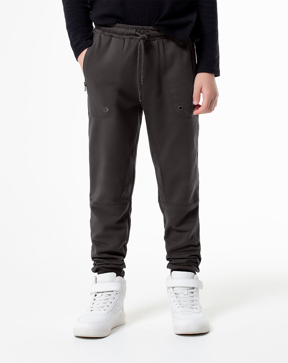 Jogger Lezen regular fit tiro medio negro