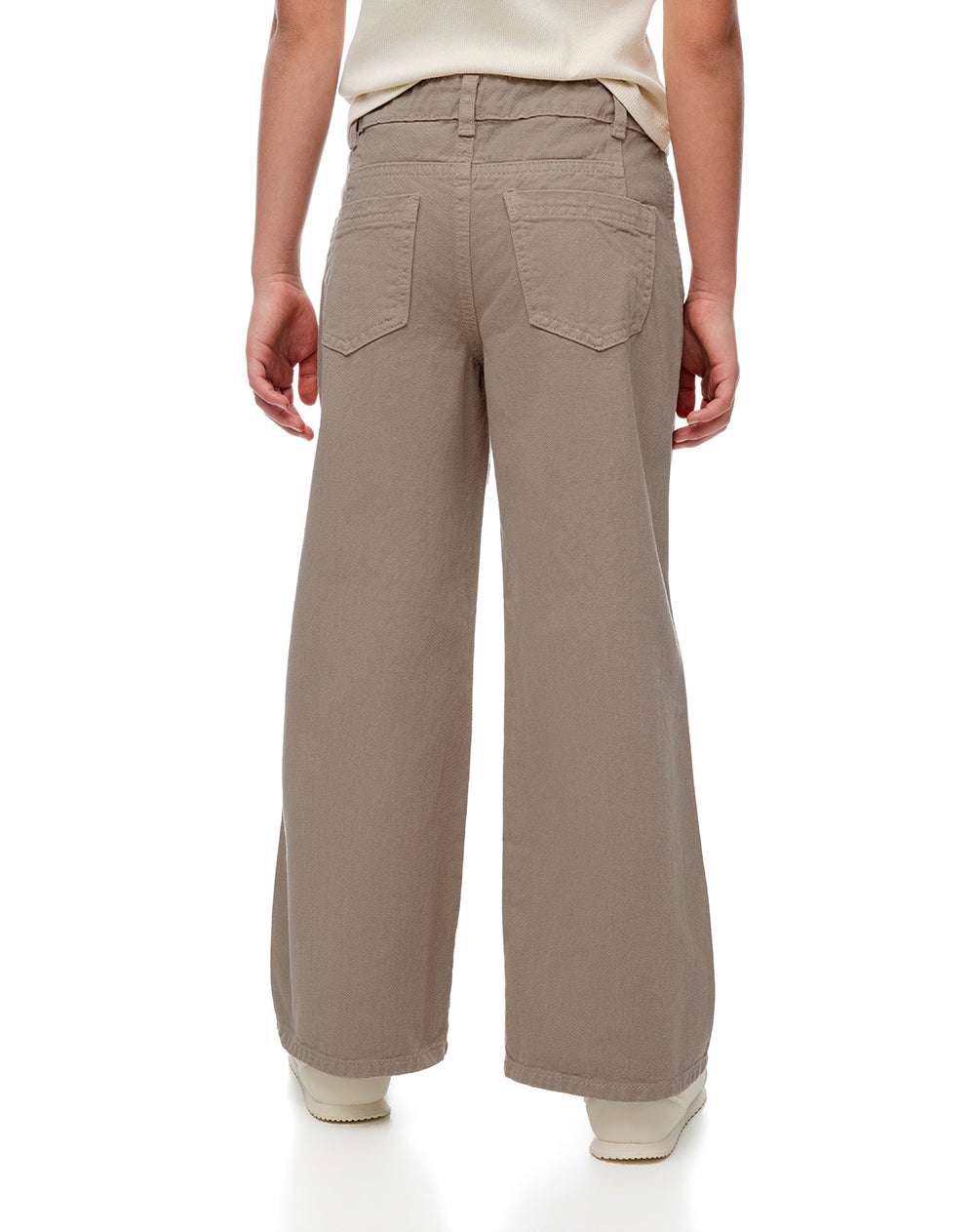 Pantalón loose tiro medio algodón café niña