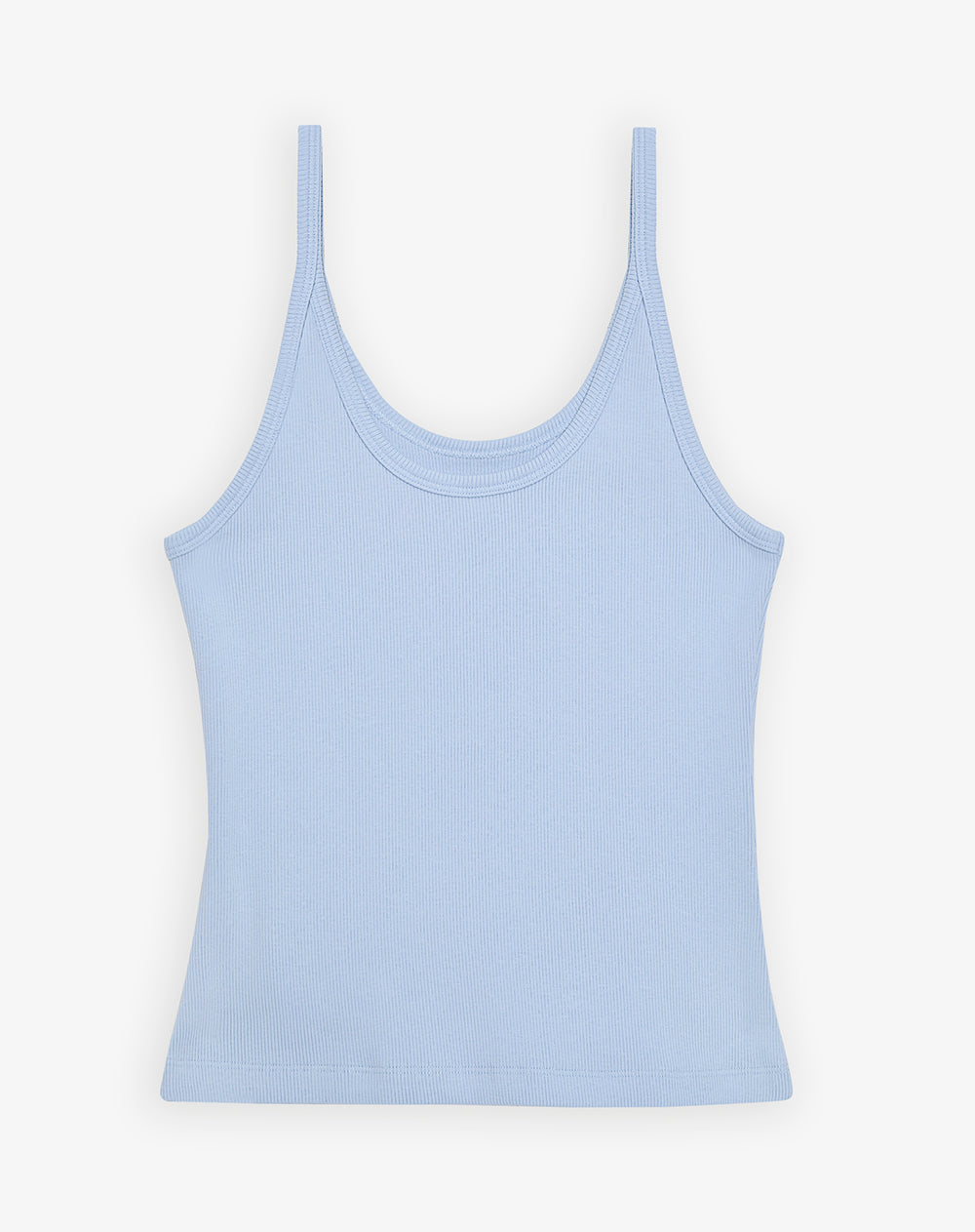 Camiseta manga sisa slim rib algodón azul mujer