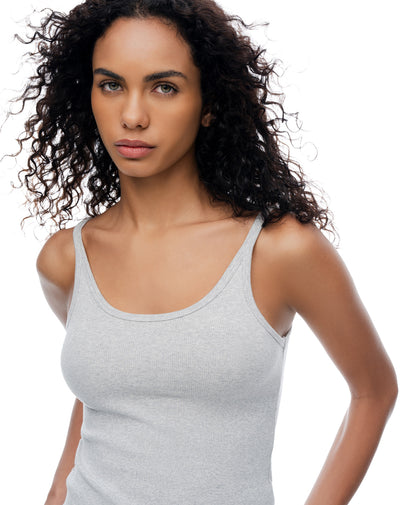 Camiseta manga sisa slim rib algodón gris mujer