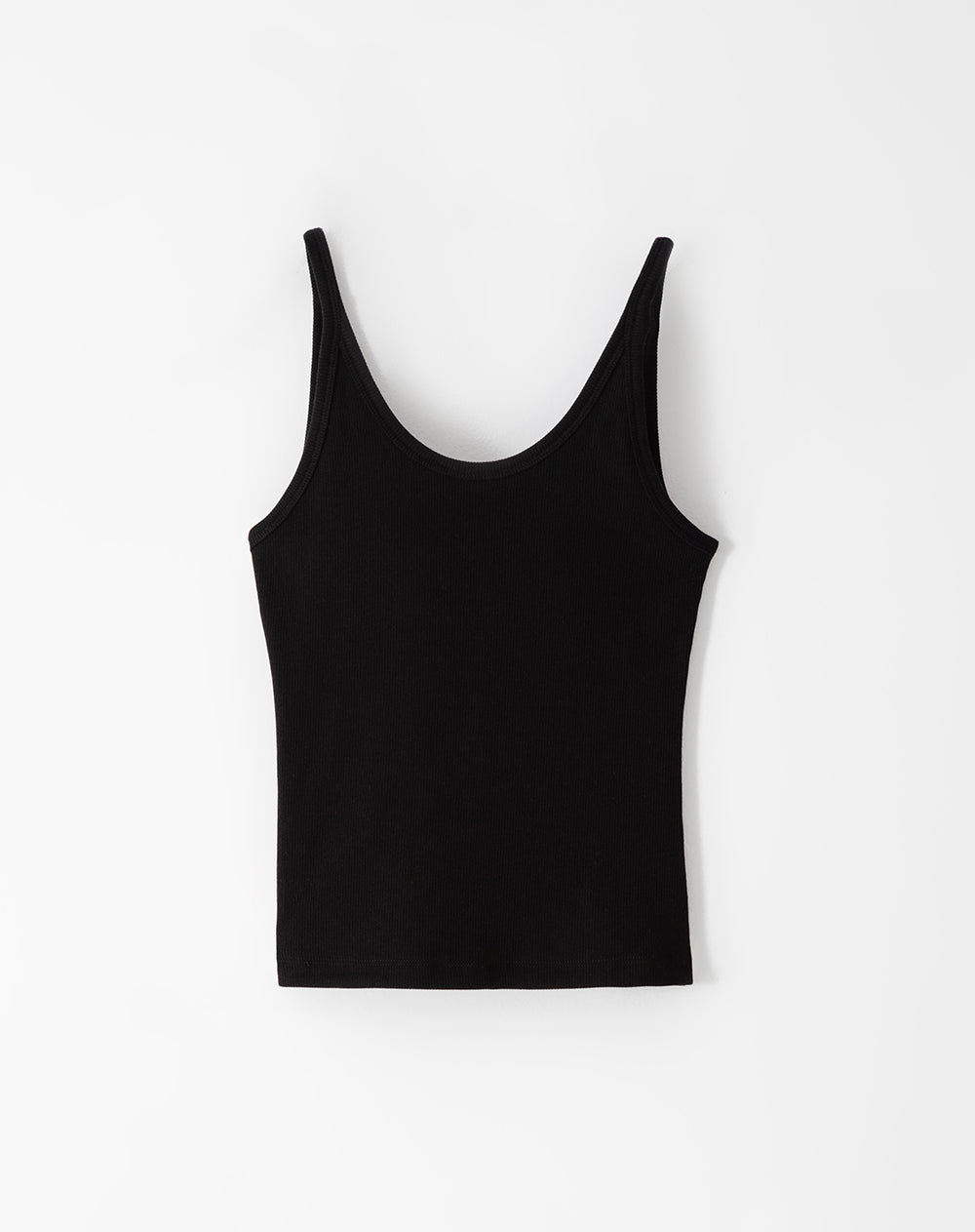 Camiseta manga sisa slim rib algodón negra mujer