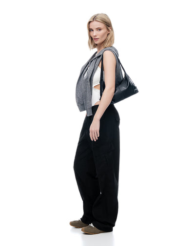 Cargo parachute tiro medio algodón negro mujer