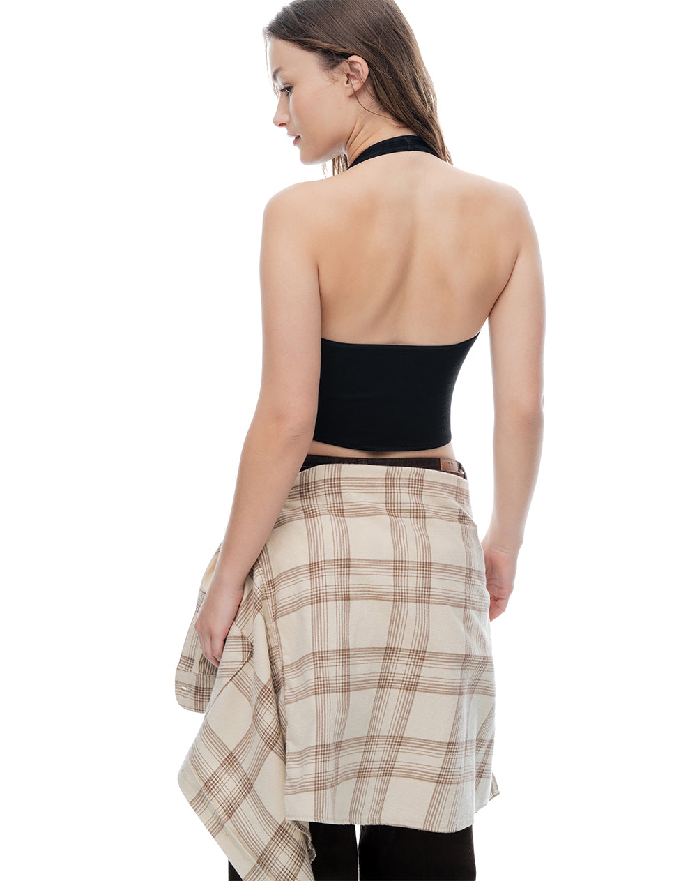 Crop top halter slim seamless negro mujer
