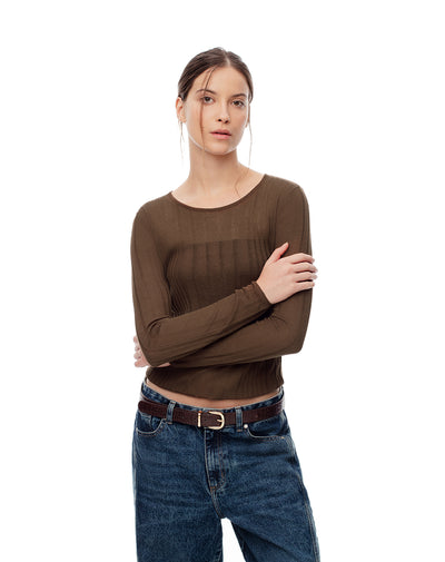Camibuzo slim tejido de punto chocolate mujer