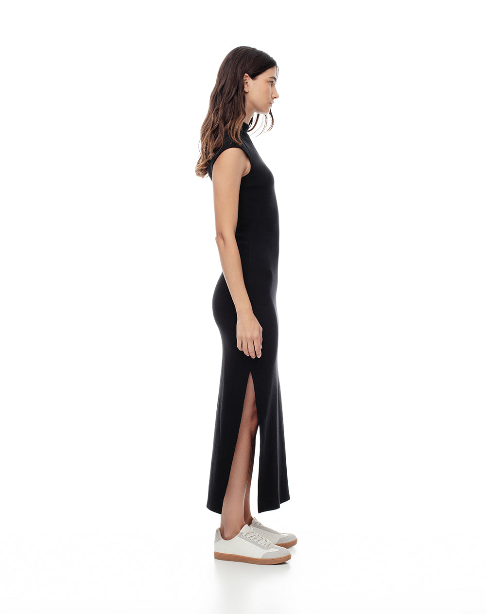 Vestido largo en rib negro