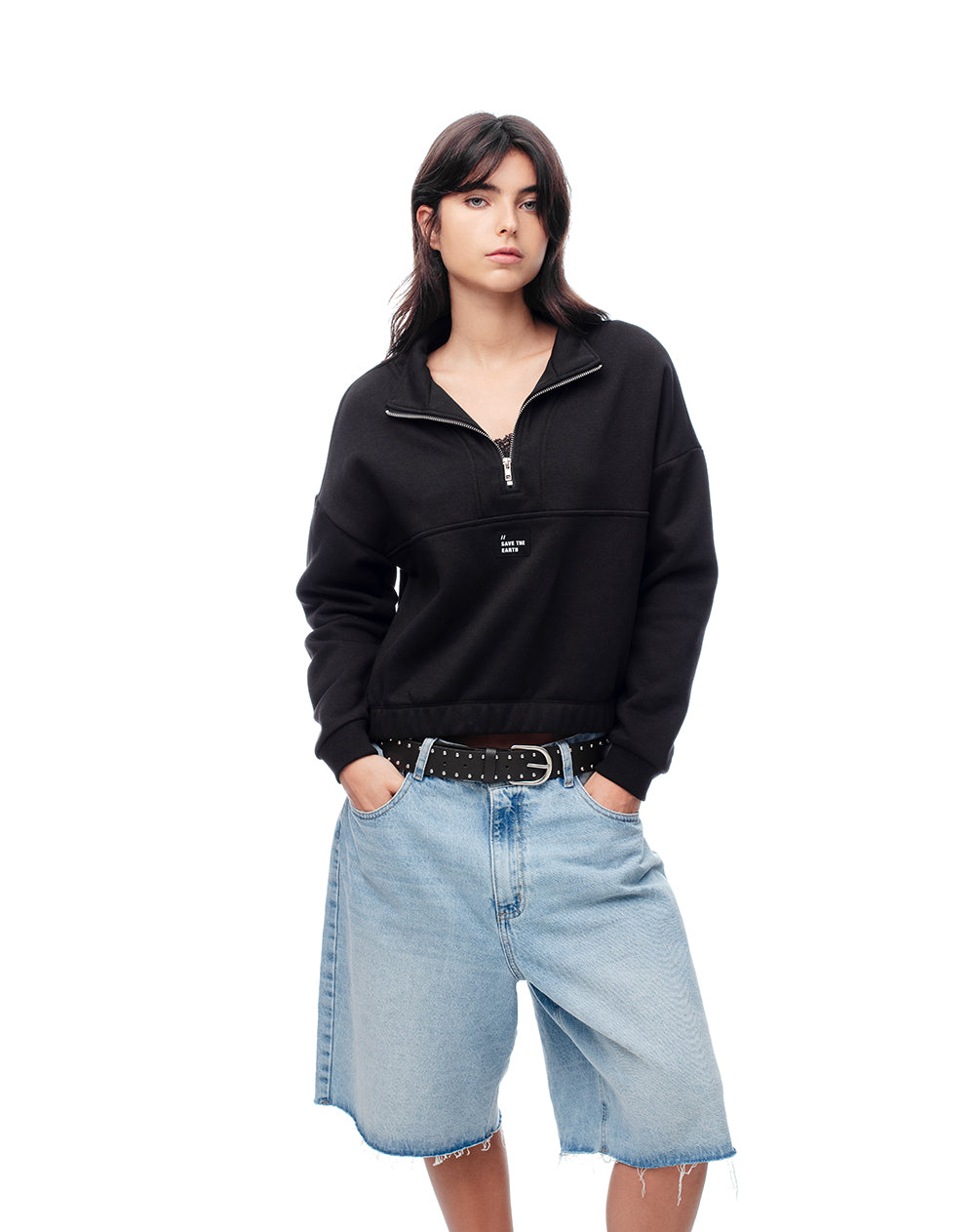 Buzo regular negro mujer