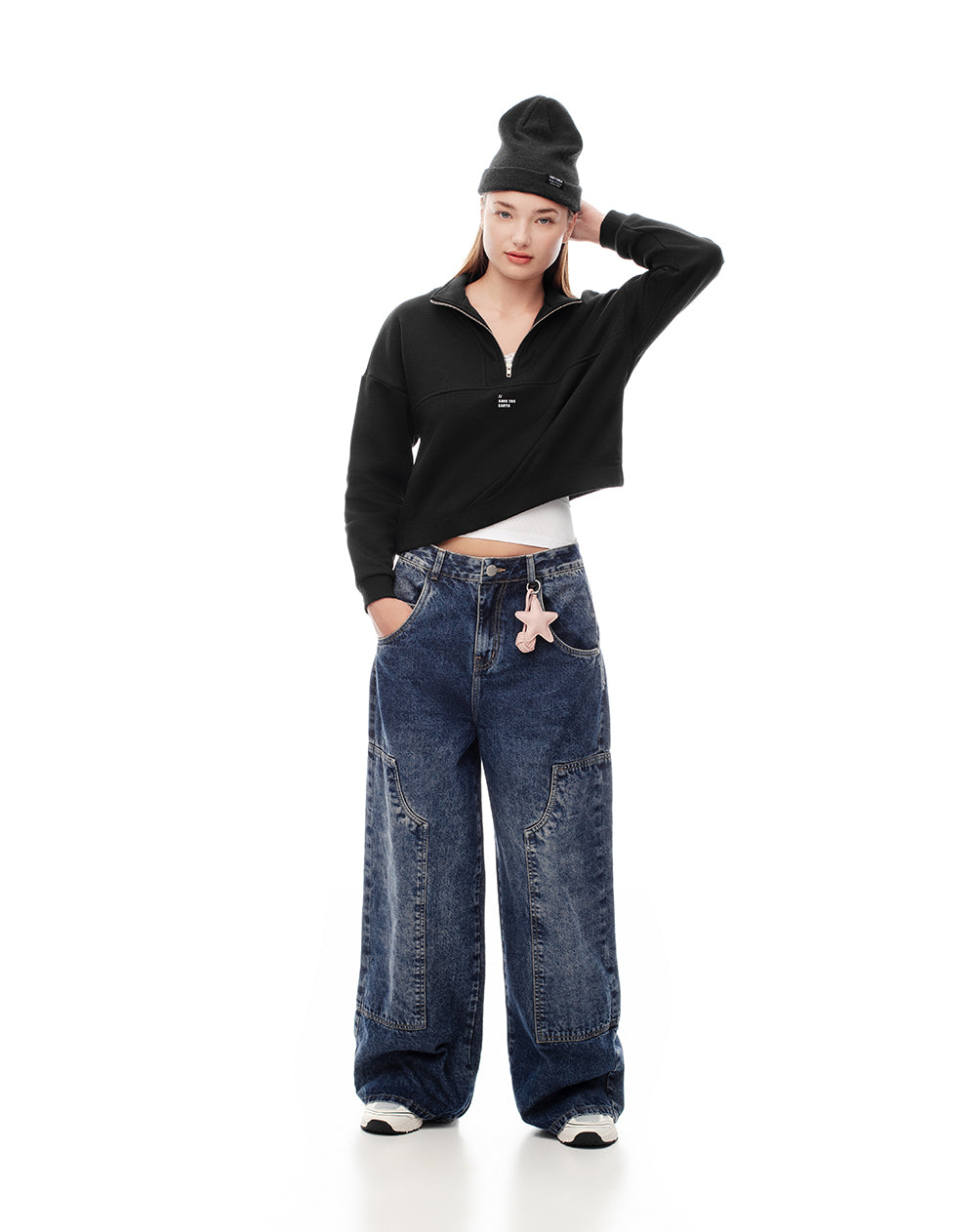 Buzo regular negro mujer