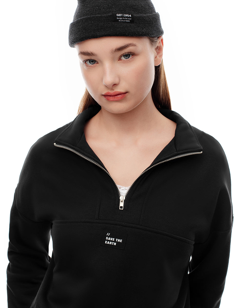 Buzo regular negro mujer