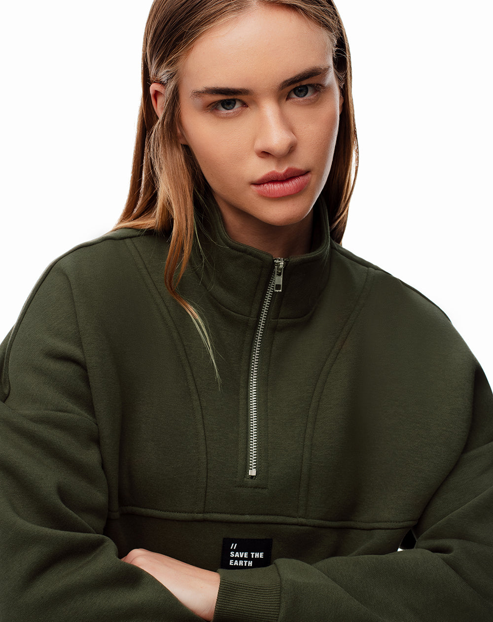 Buzo regular verde mujer