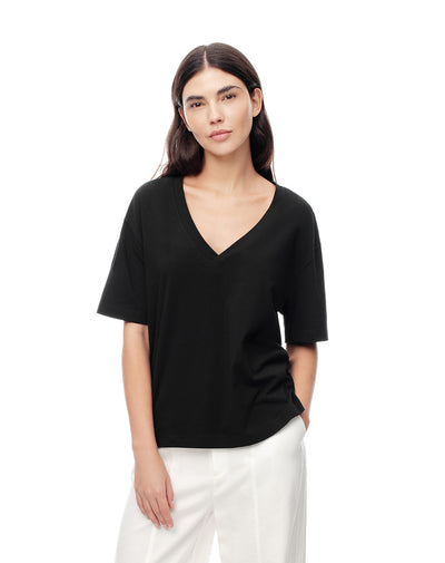 Camiseta oversized fit manga corta negra