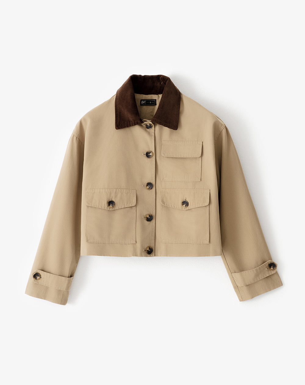 Chaqueta loose fit sin capucha en drill kaki